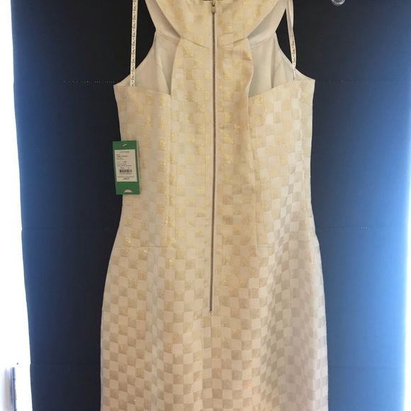 Lilly Pulitzer Wright Sq Jacquard GoldWhite Dress - Picture 8 of 8